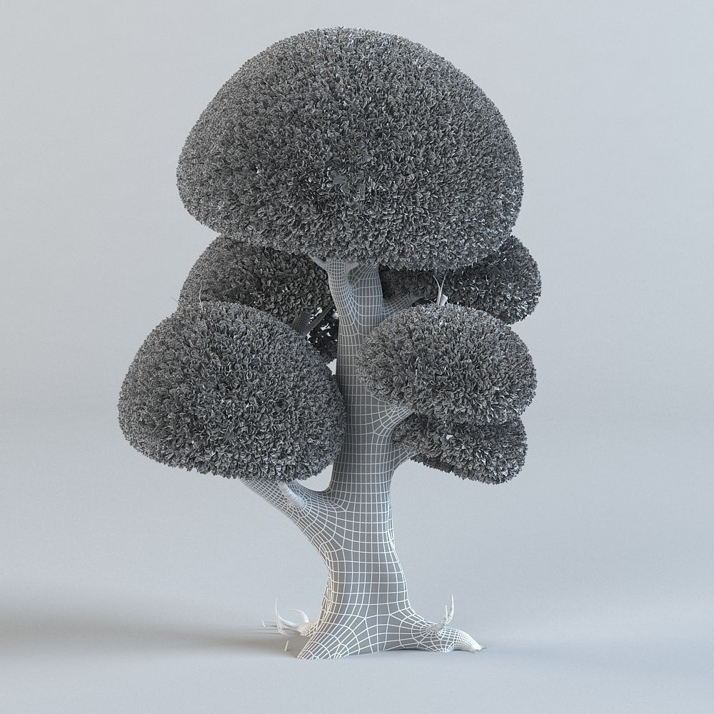 Cartoon trees set 3D model_4