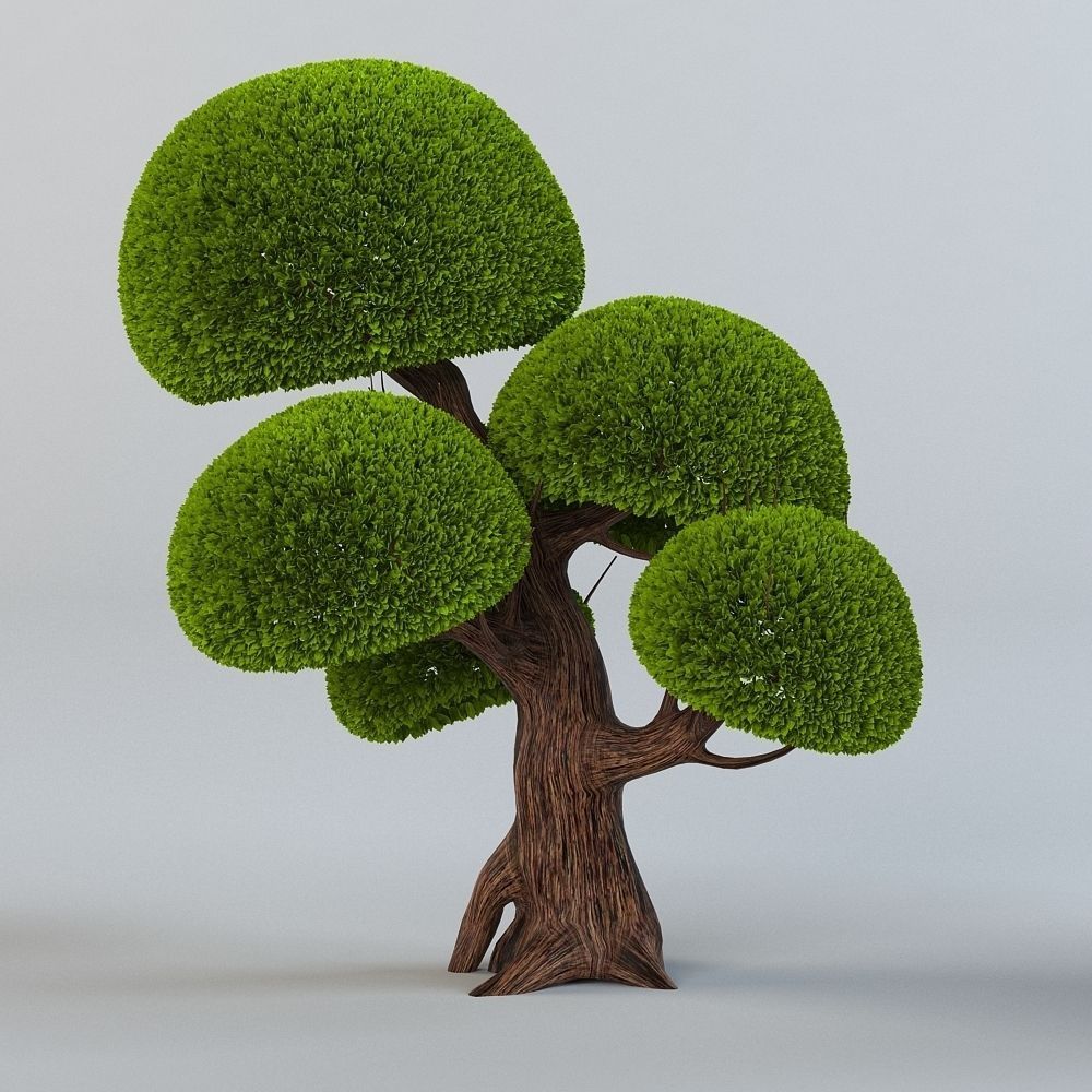 Cartoon trees set 3D model_1