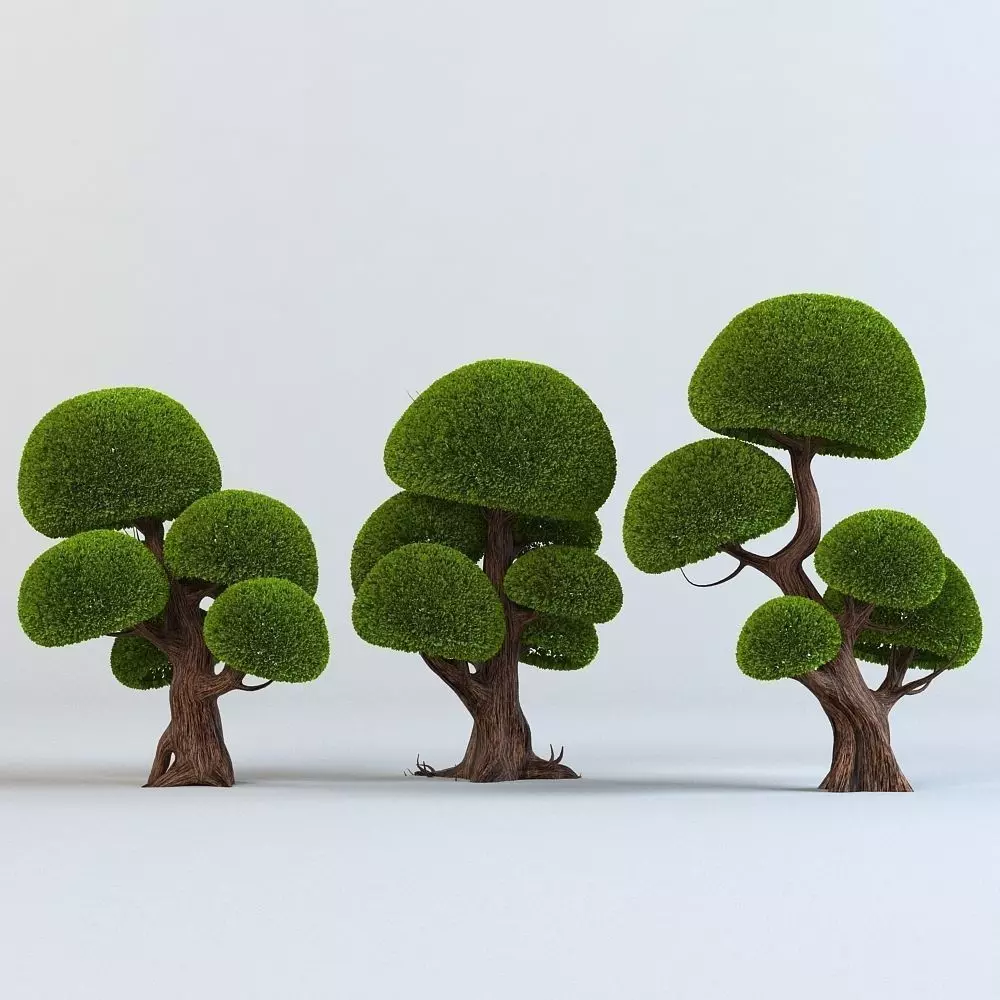 Cartoon trees set 3D model_0
