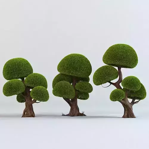 Cartoon trees set 3D model