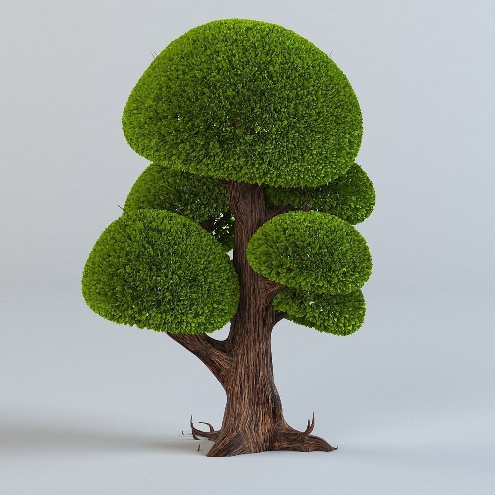 Cartoon trees set 3D model_5