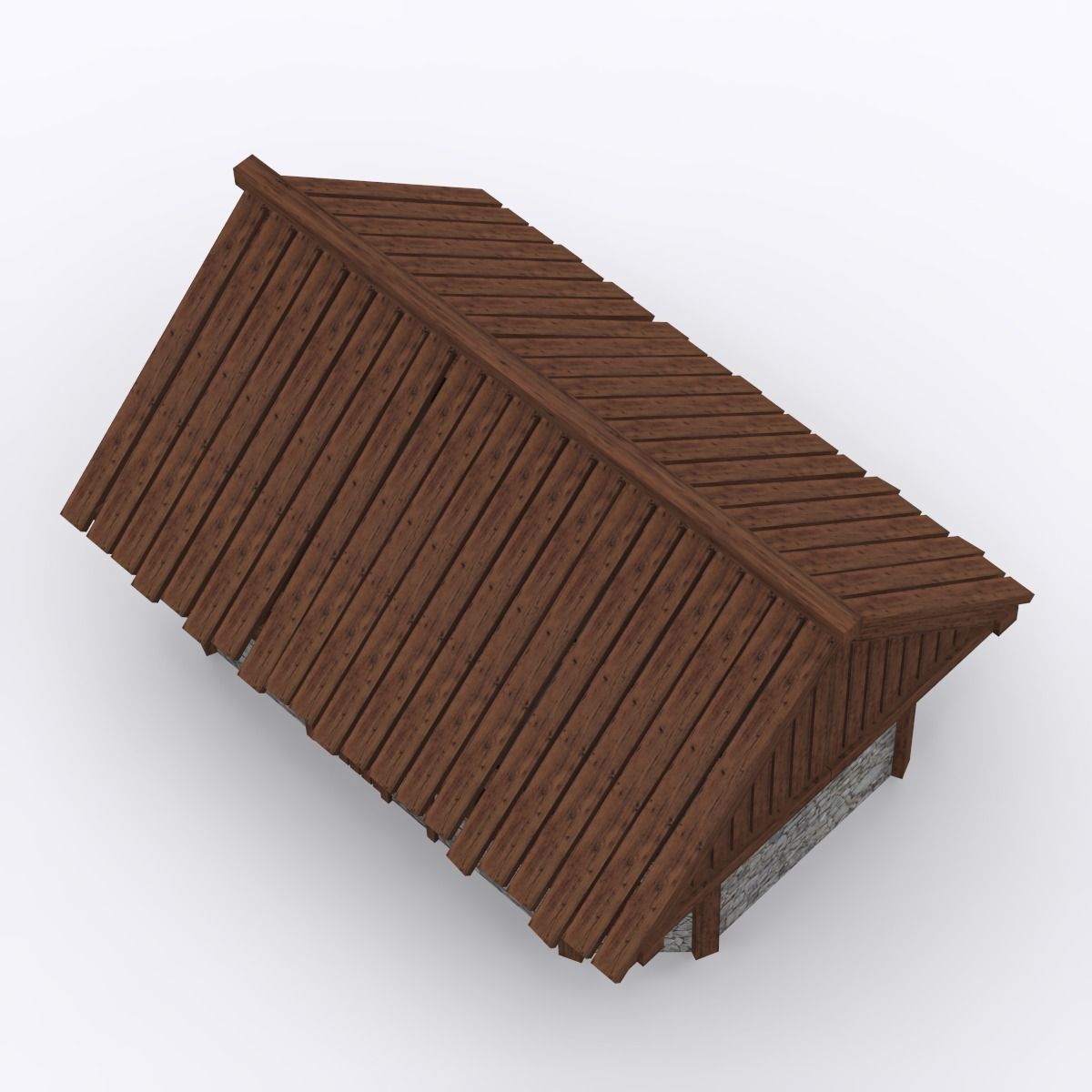 CottageHouse stone house with wooden roof Free low-poly 3D model_3