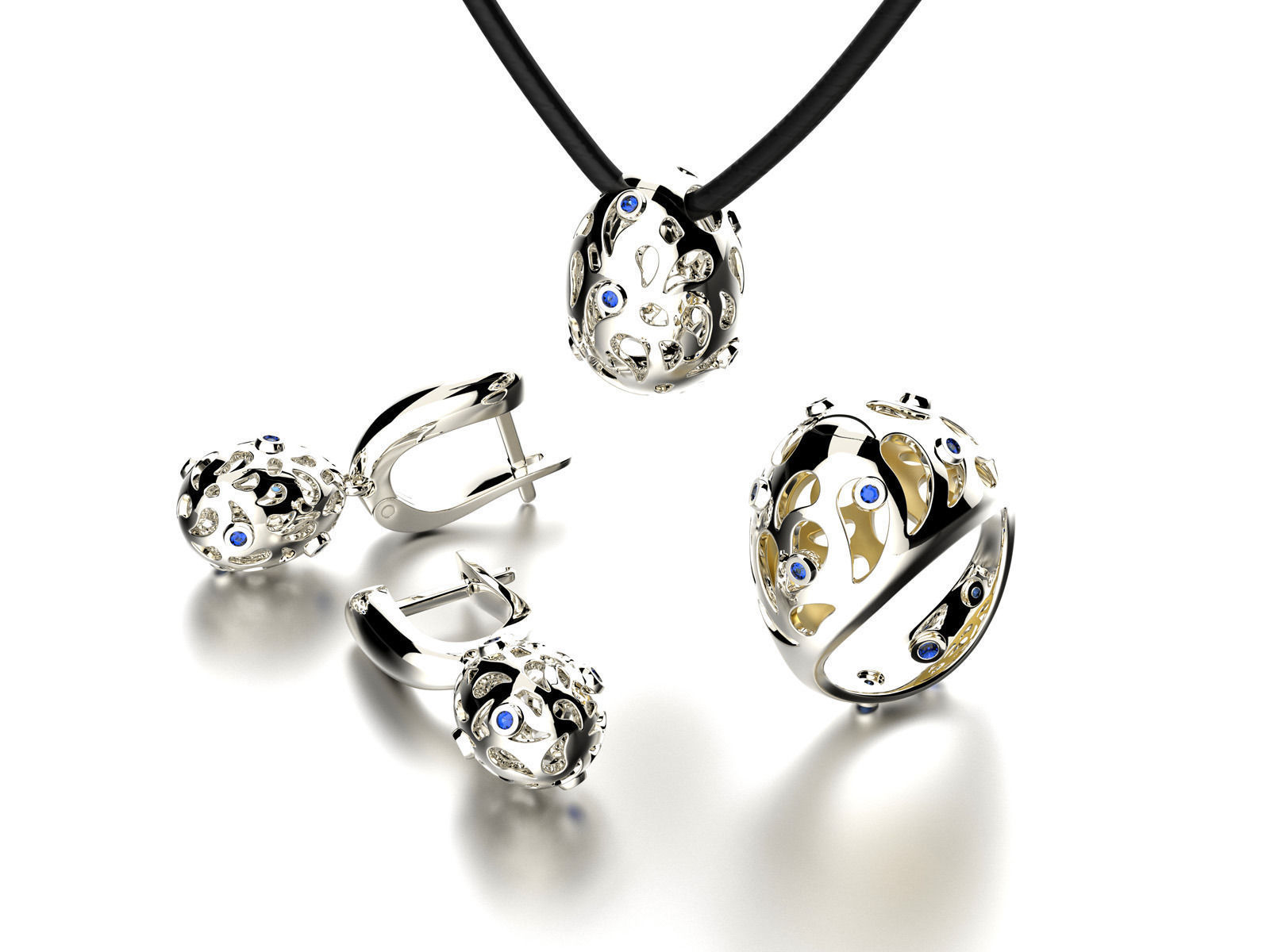 Easter eggs collection set 6 with gems 0140 3D print model_3