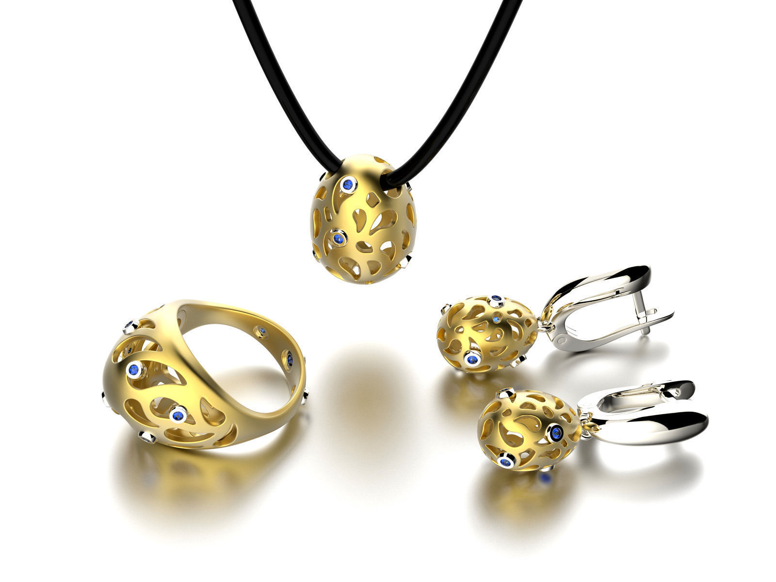 Easter eggs collection set 6 with gems 0140 3D print model_2