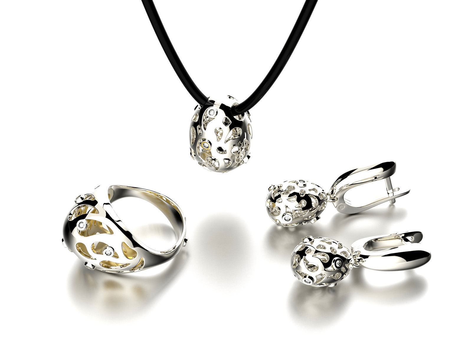 Easter eggs collection set 6 with gems 0140 3D print model_1