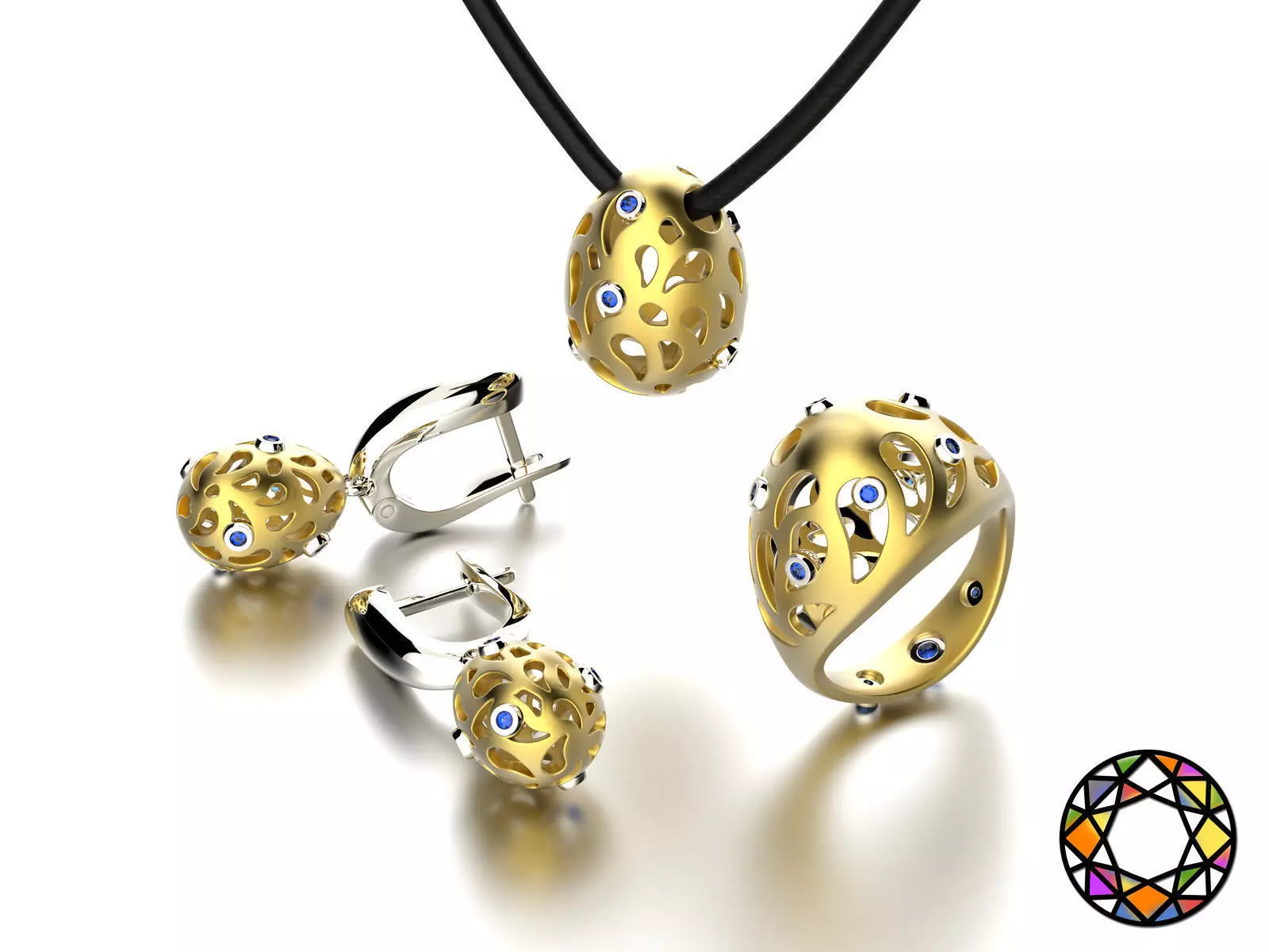 Easter eggs collection set 6 with gems 0140 3D print model_0