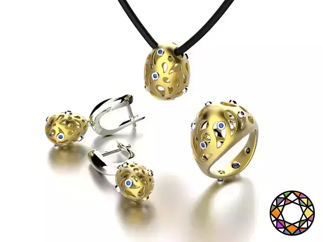 Easter eggs collection set 6 with gems 0140 3D print model