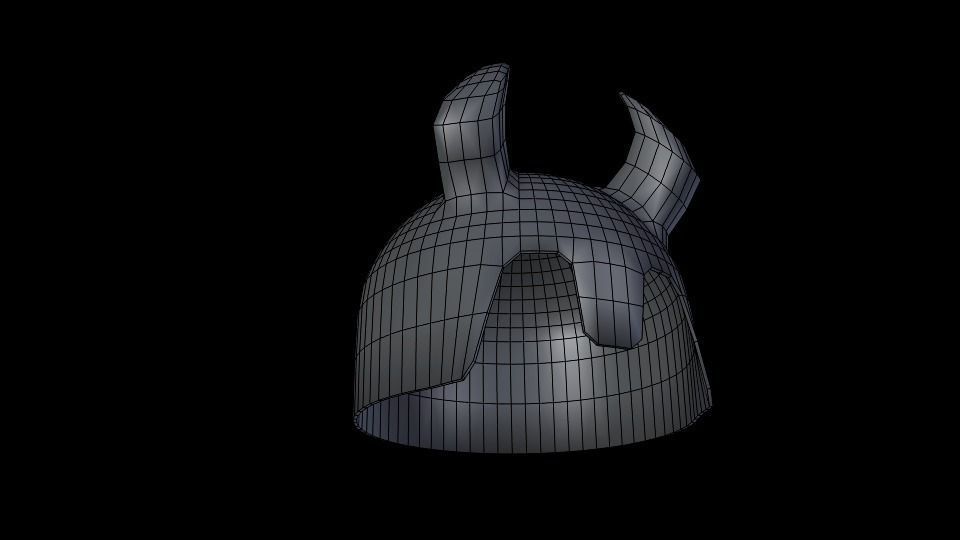 Helmet skull with horns 3D model_4