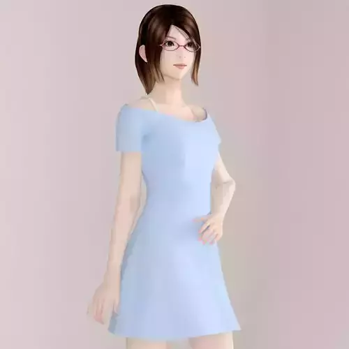 Natsumi dress pose 08 3D model