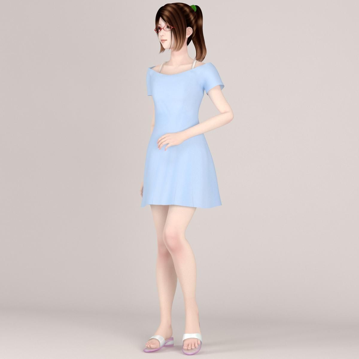 Natsumi dress pose 08 3D model_2