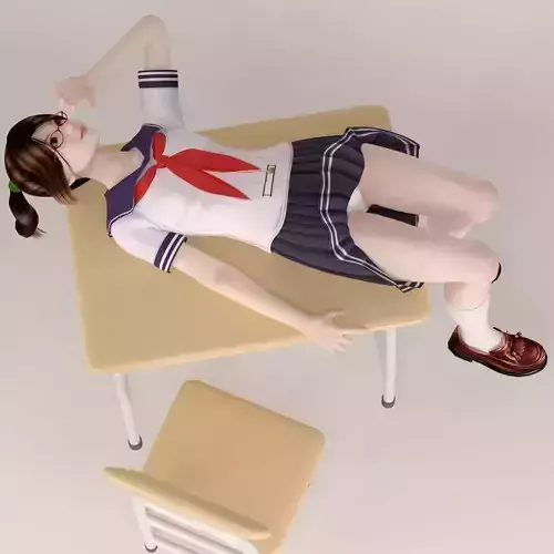 Natsumi schoolgirl pose 07 3D model