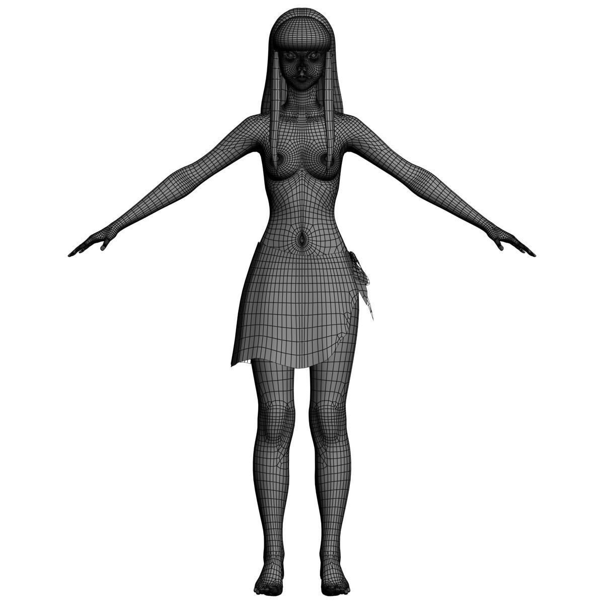  T pose nonrigged model of little mermaid and human form 3D model_16