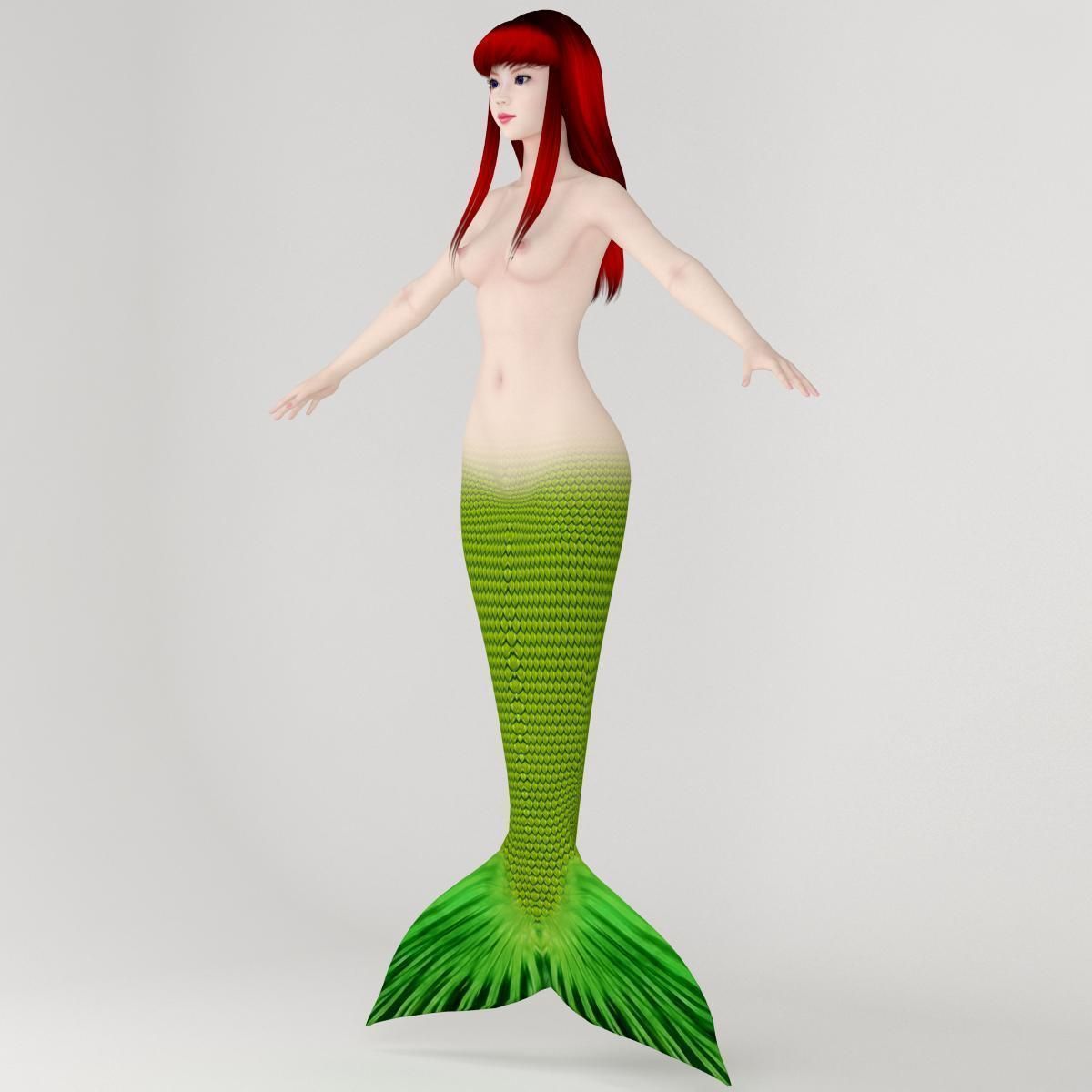  T pose nonrigged model of little mermaid and human form 3D model_4