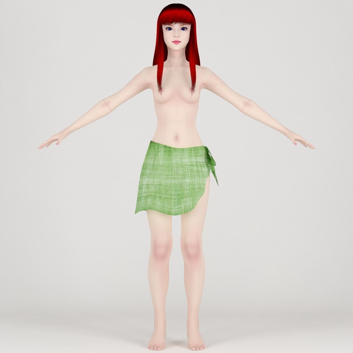  T pose nonrigged model of little mermaid and human form 3D model_10