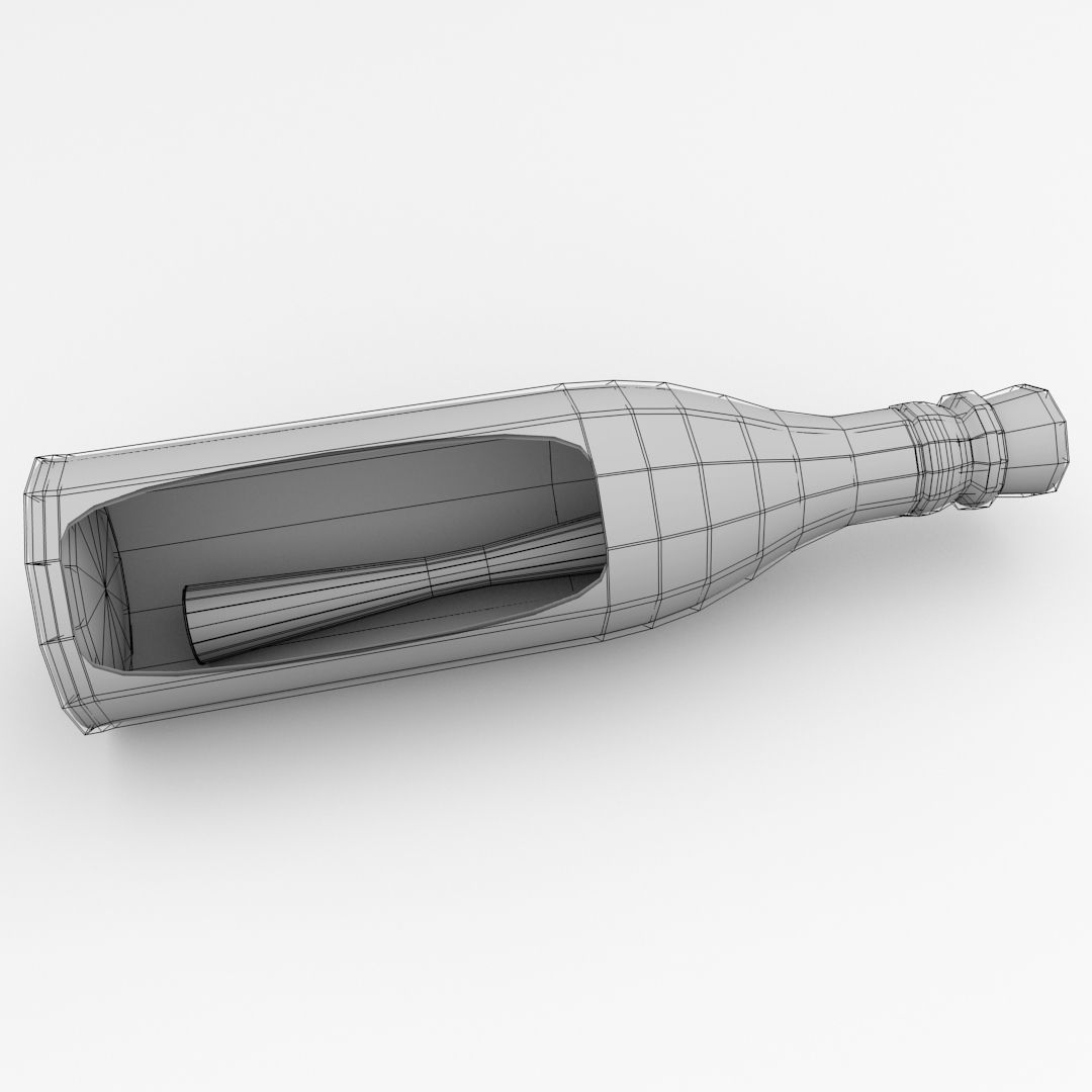 Letter In Bottle 3D model_4