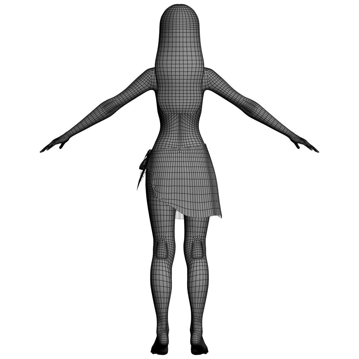 T pose rigged model of little mermaid and human form 3D model_23