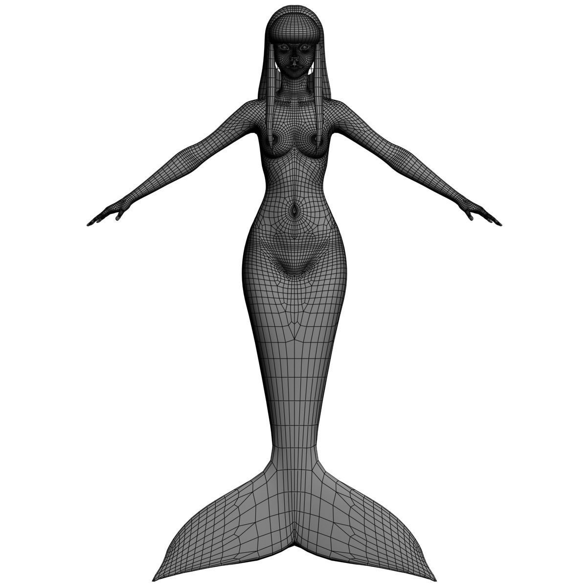 T pose rigged model of little mermaid and human form 3D model_18