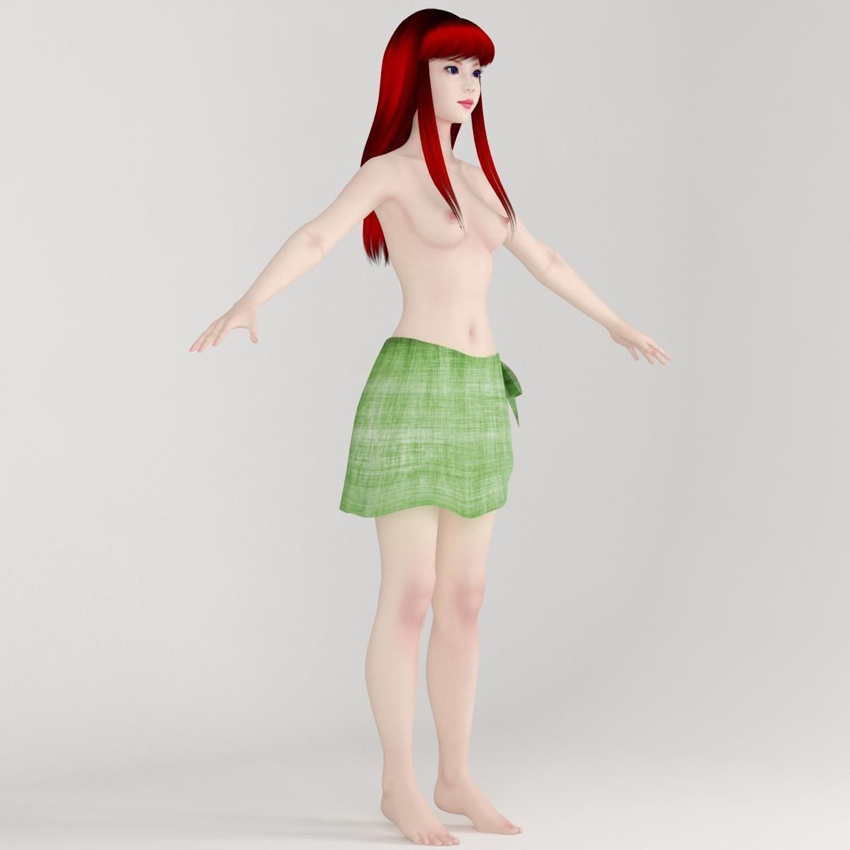 T pose rigged model of little mermaid and human form 3D model_14