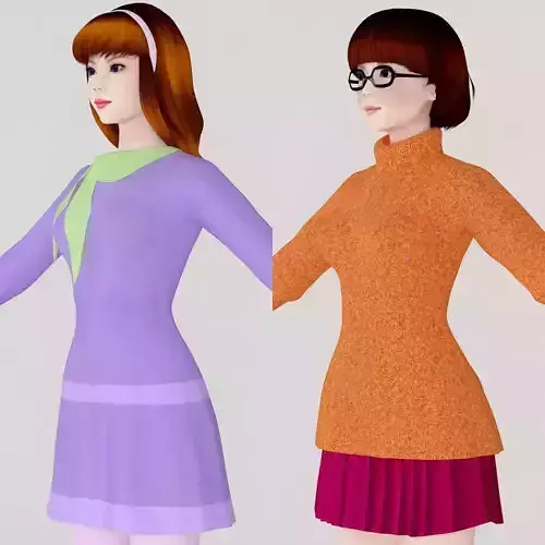 T pose nonrigged model of Daphne and Velma 3D model