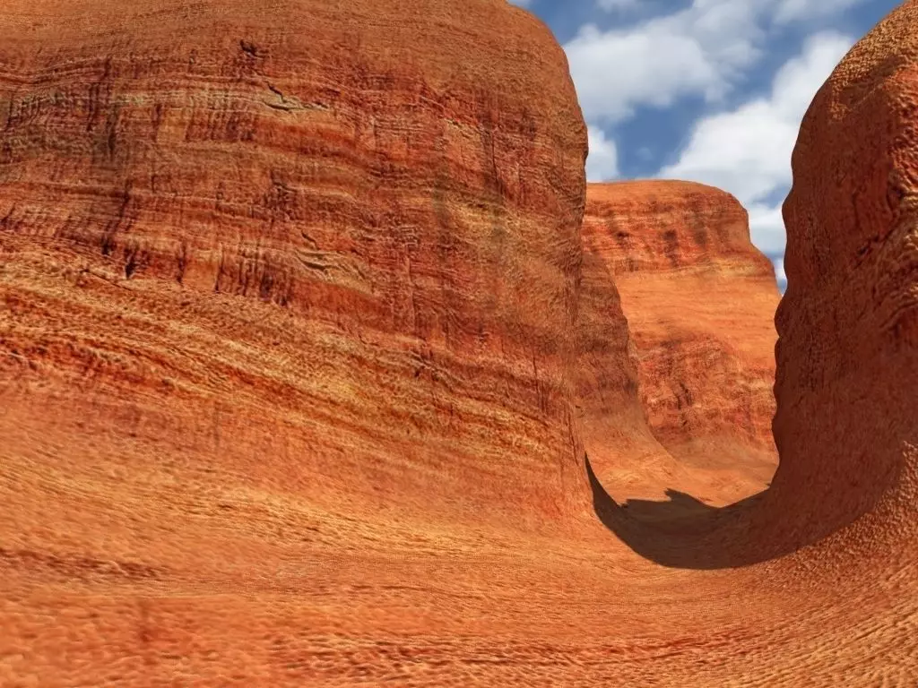 Canyon landscape with cloudy sky 3D model_3