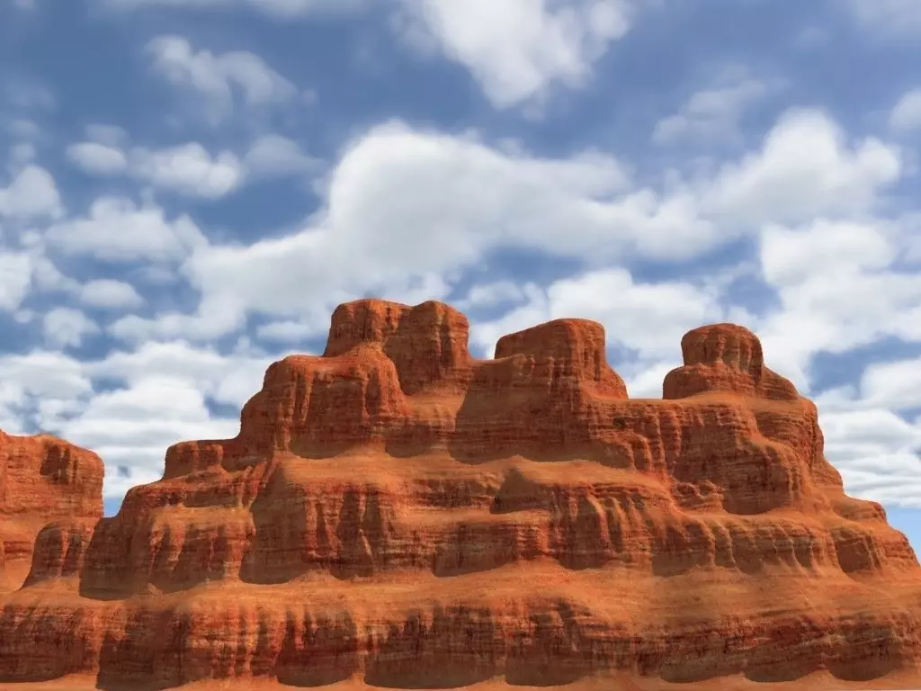 Canyon landscape with cloudy sky 3D model_1