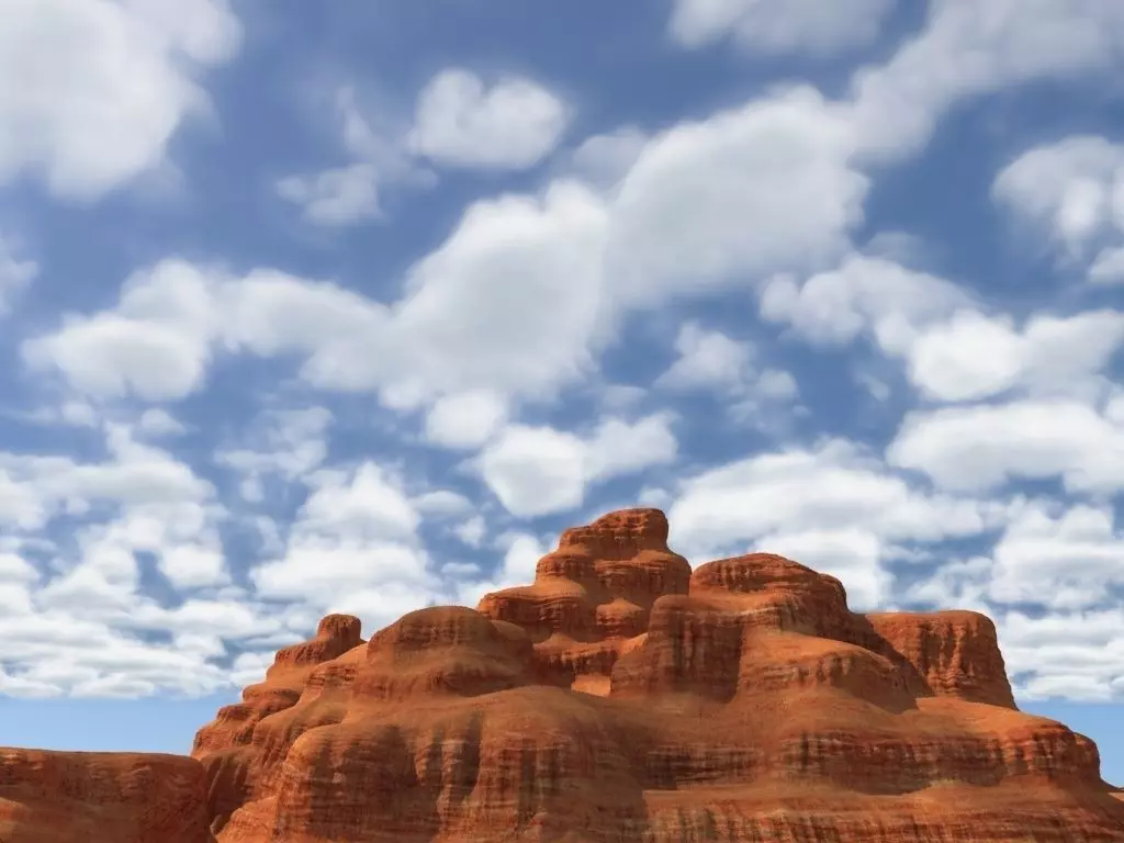 Canyon landscape with cloudy sky 3D model_2