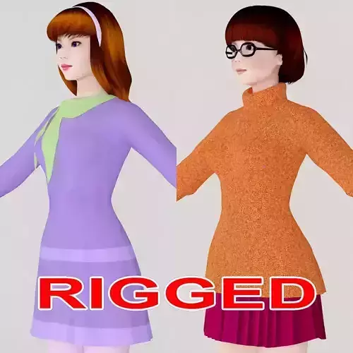 T pose rigged model of Daphne and Velma 