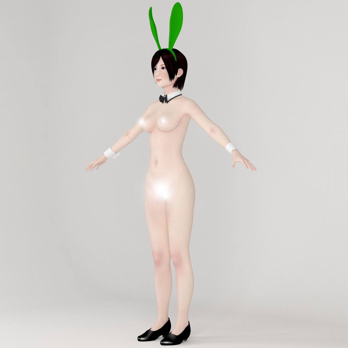 T pose nonrigged model of 4 girls with various outfits 3D model_41