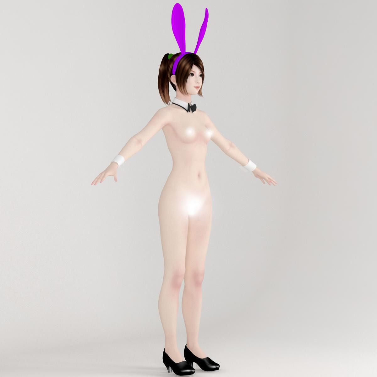 T pose nonrigged model of 4 girls with various outfits 3D model_33