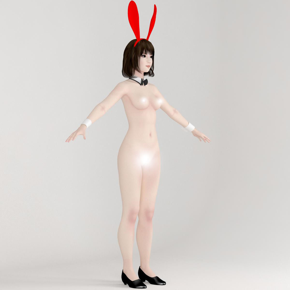T pose nonrigged model of 4 girls with various outfits 3D model_23