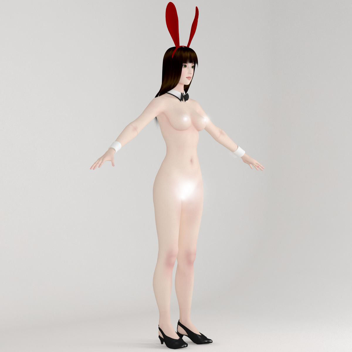 T pose nonrigged model of 4 girls with various outfits 3D model_14