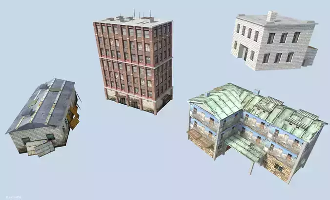 industrial buildings pack Low-poly 3D model