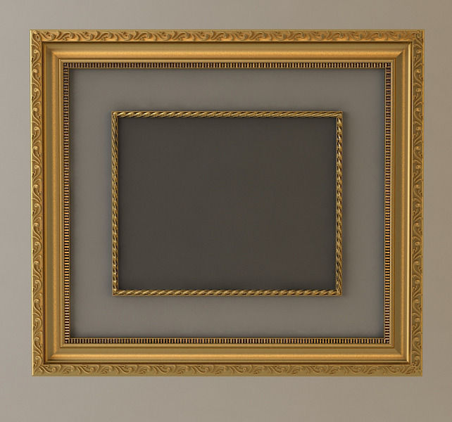 Gold Wall Picture Frame 3D model_0