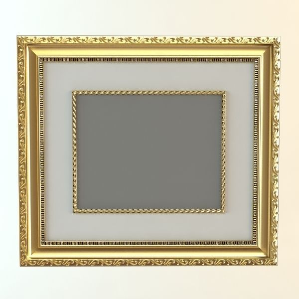 Gold Wall Picture Frame 3D model_1