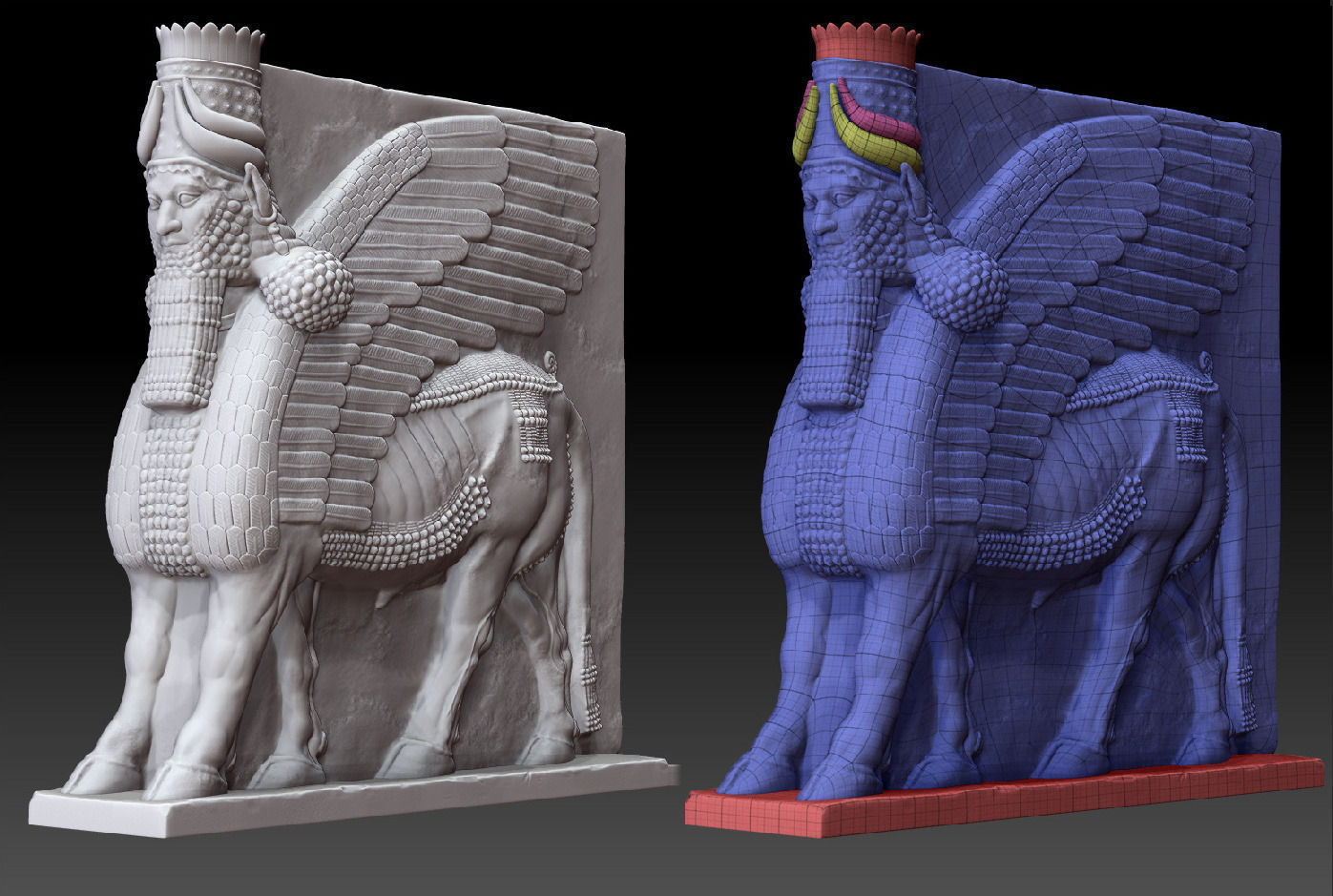 Statue egyptian of horse with wings 3D model_2