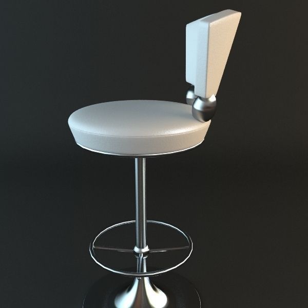 White Bar Stool  3D model_2