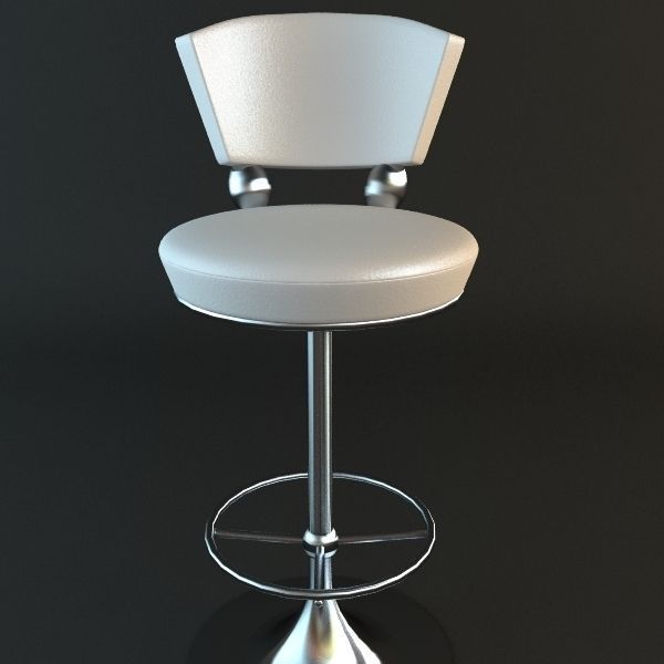 White Bar Stool  3D model_3