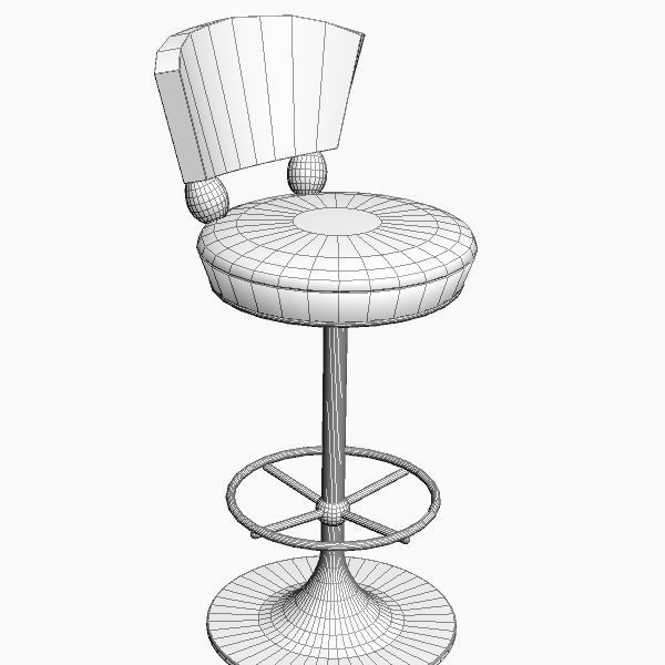 White Bar Stool  3D model_4