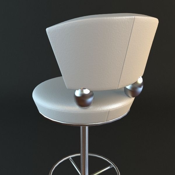 White Bar Stool  3D model_1