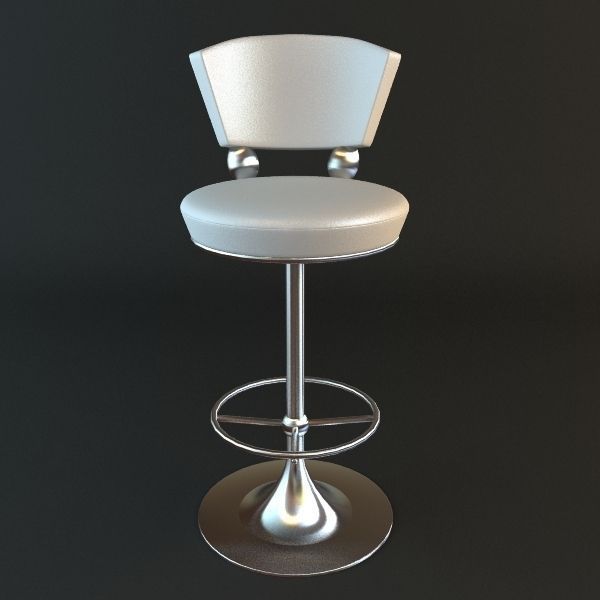 White Bar Stool  3D model_0