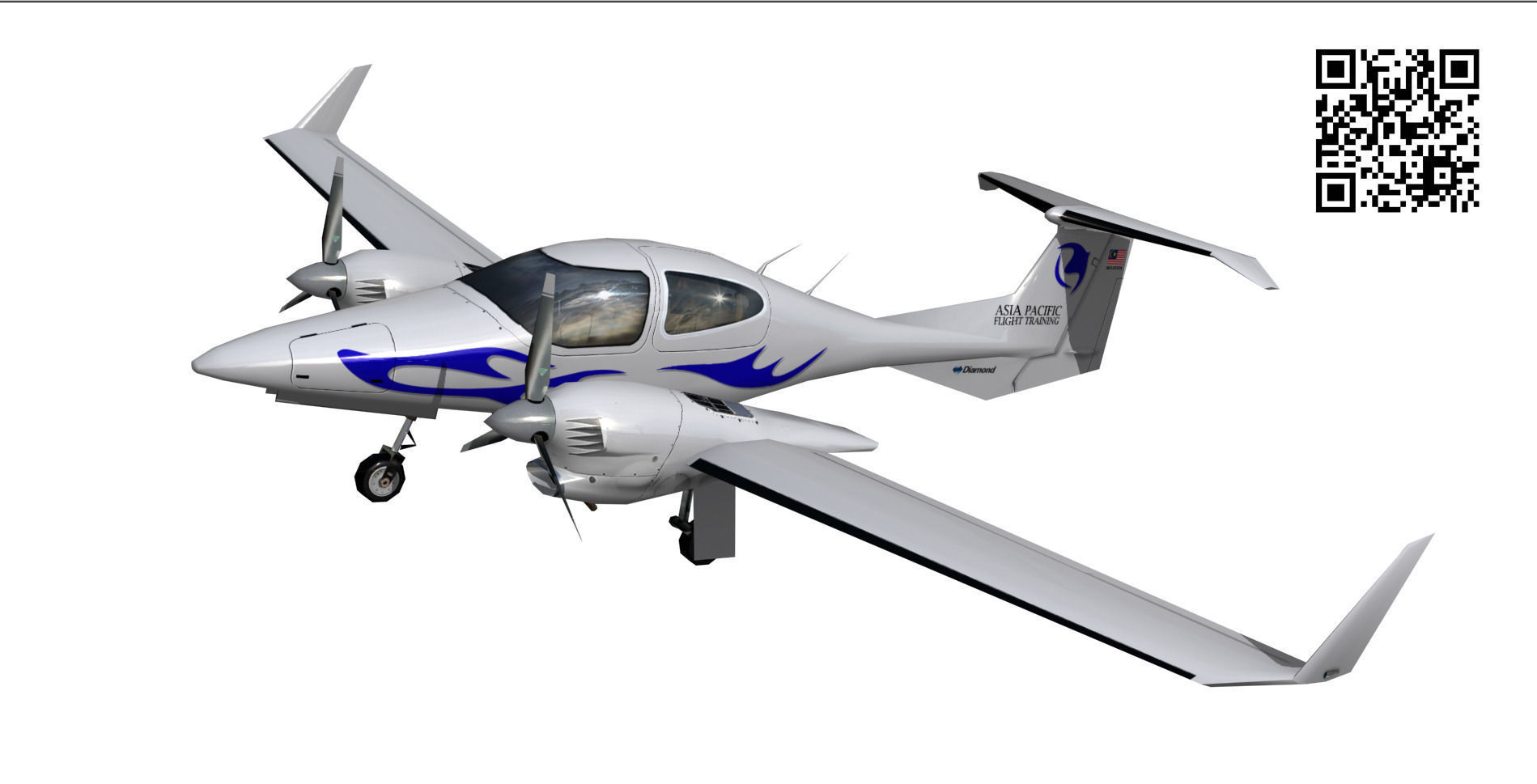 Diamond DA-42 Low-poly 3D model_4