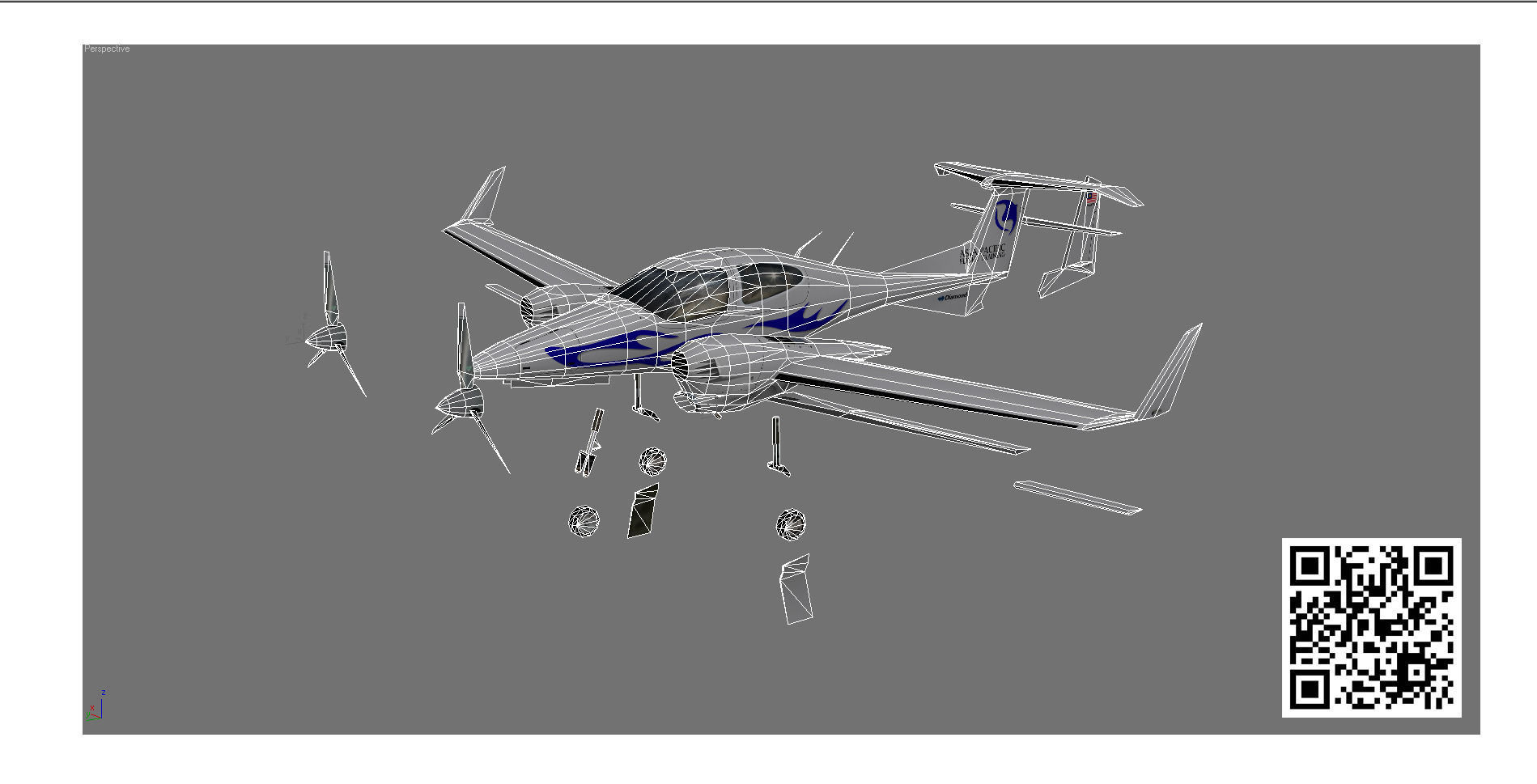 Diamond DA-42 Low-poly 3D model_8