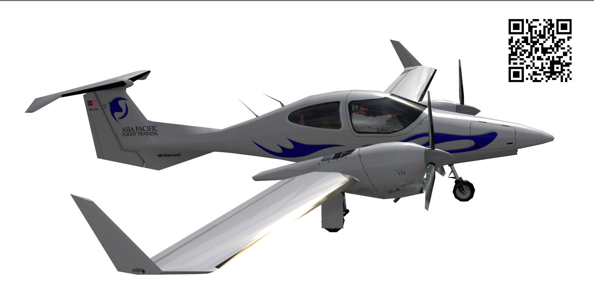 Diamond DA-42 Low-poly 3D model_5