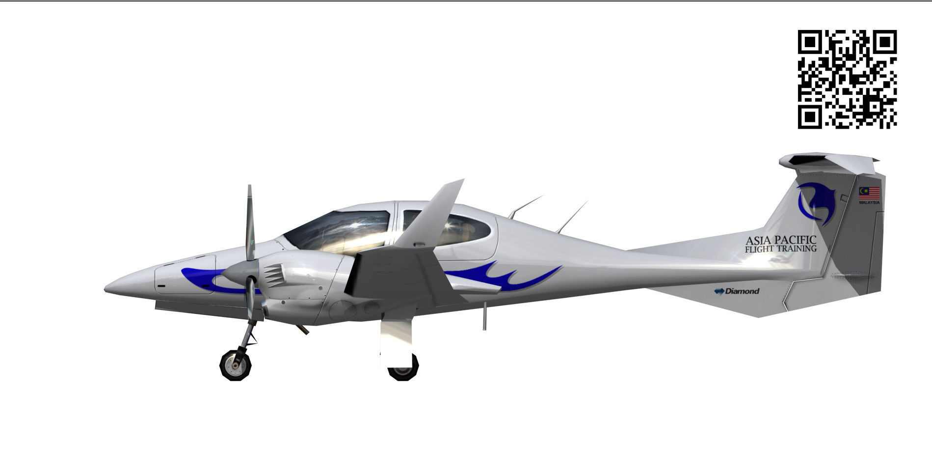 Diamond DA-42 Low-poly 3D model_3