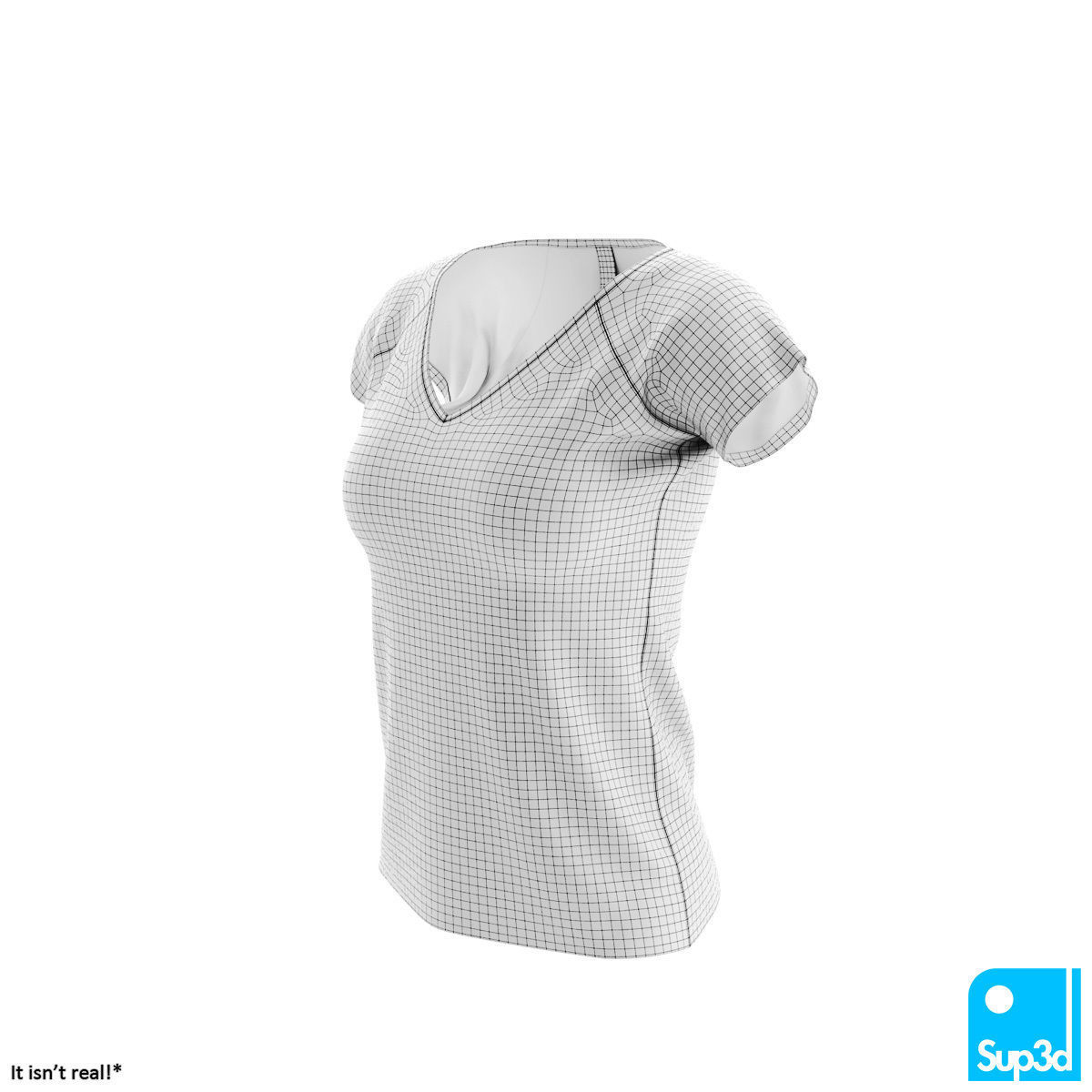 Women V-Neck Shirt 3D model_8