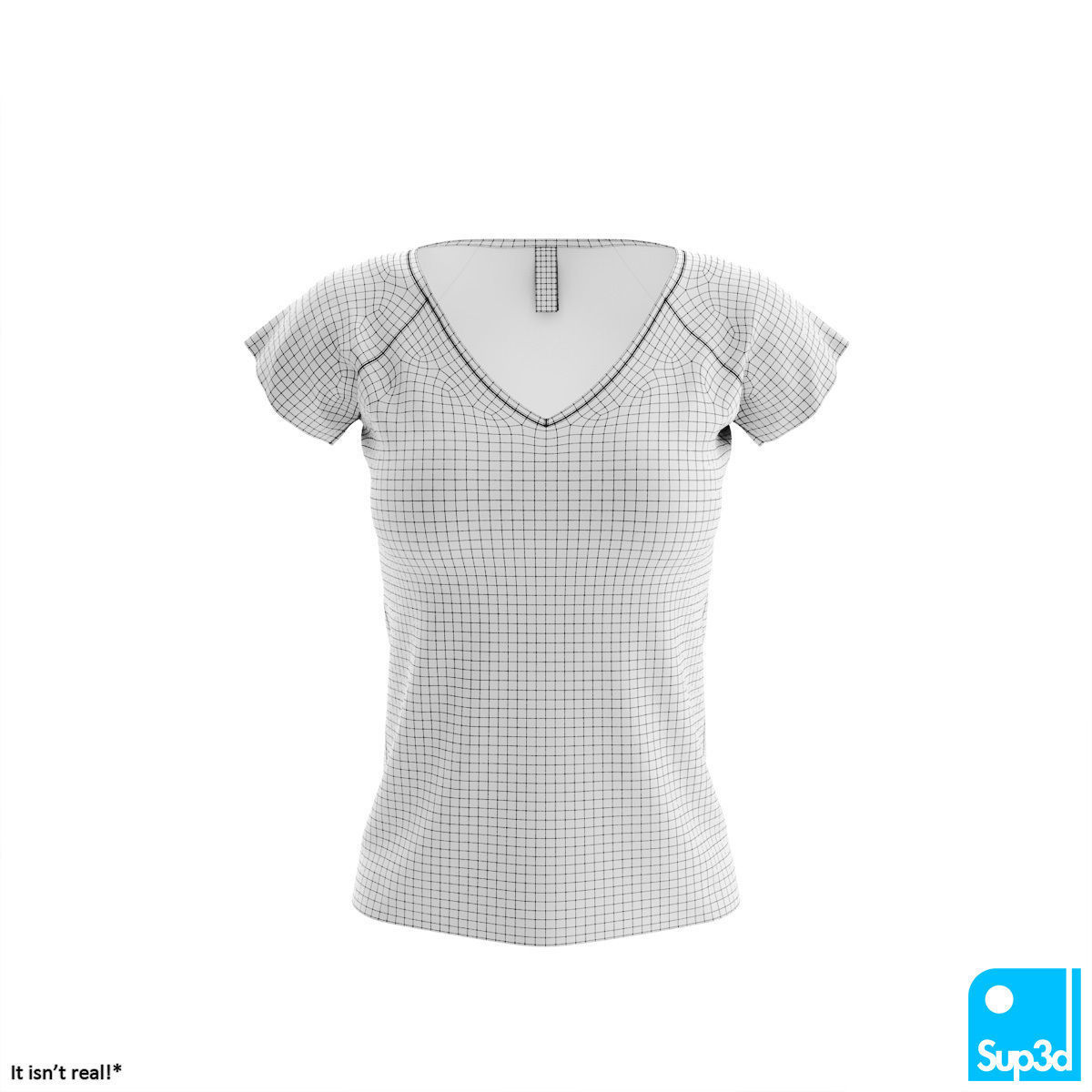 Women V-Neck Shirt 3D model_7