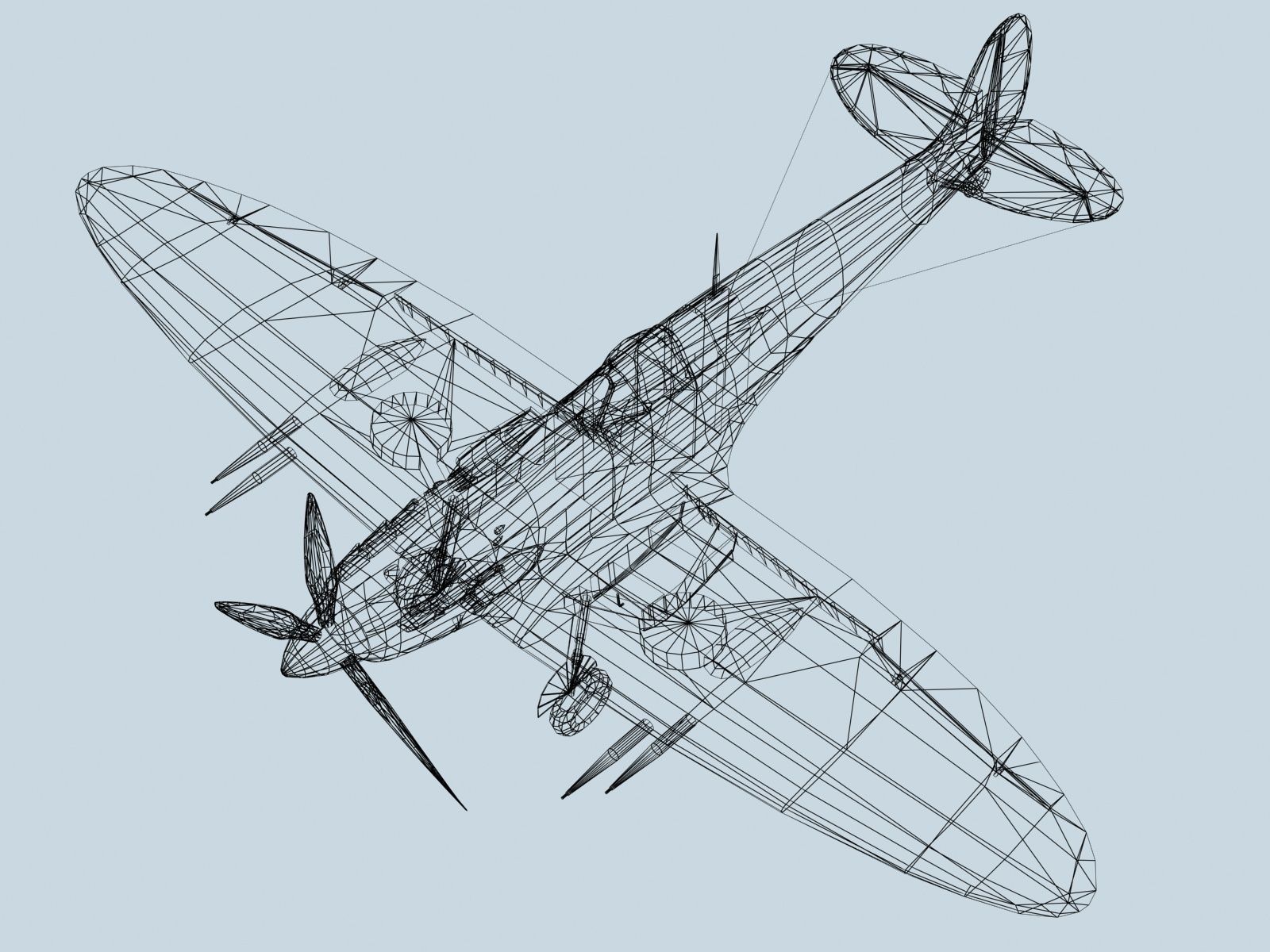 Supermarine Spitfire VB Low-poly 3D model_5