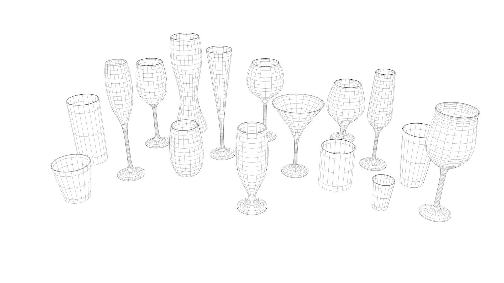 Glasses Set of 3D model_1