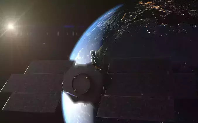 Photorealistic Earth and cloudsat satellite 3D model