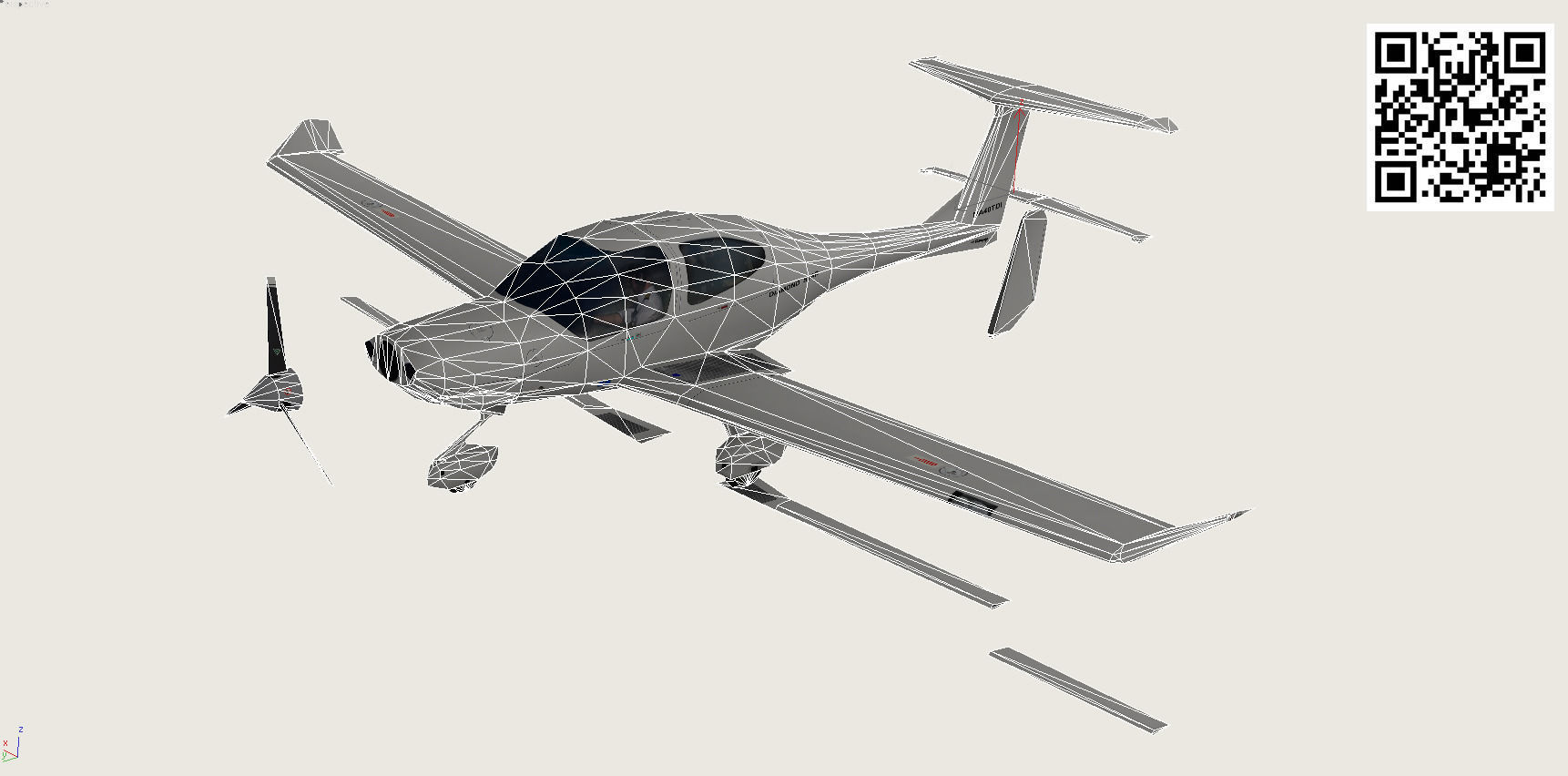 Diamond DA-40 Low-poly 3D model_8